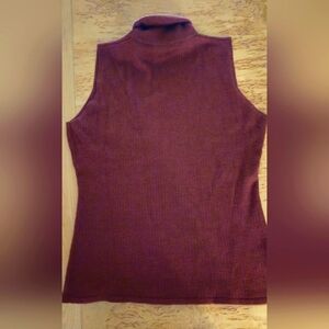 Donna Karan Signature 100% Cashmere Sleeveless Tawny Turtleneck Top Size M